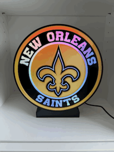 saints light box by 3d imagineer art signs & logos orleans nfl led logo football ball lightbox strip multi color print printing colour 3d print model - Mito3D