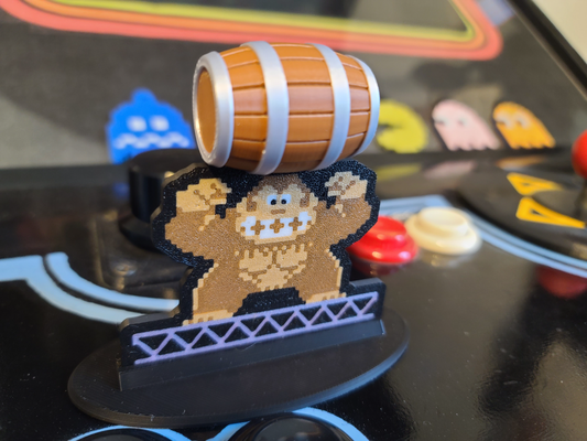 arcade gorilla desk toy by imagine-reality toys & games characters donkey kong mario dk video game barrel 3d print model - Mito3D