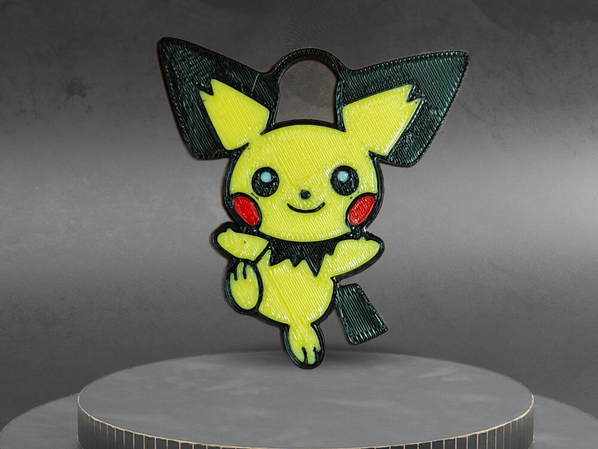 pichu pokemon portachiavi by m holicky arte 2d accessori ams mmu multicolore multifilamento bambu 3D print model - Mito3D