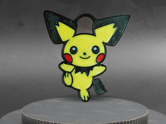 pichu pokemon keychain by mholicky art 2d accesories ams mmu multicolor multifilament bambu 3d print model - Mito3D