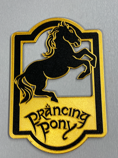 prancing pony - lord of rings lotr by mrtk1970 art 2d sign wall decor horse movie plaque gold 3d print model - Mito3D