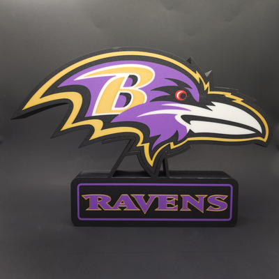 baltimore corbeaux led lumière boîte by protofusion art panneaux logos football logo signe lumières wled nfl boite ws2812b afc nord maryland lampe multicolore ams fanart 3d print model - Mito3D