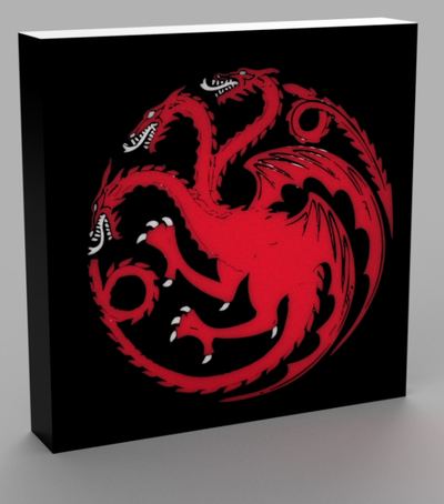 jogos of tronos casa targaryen conduziu luminária by beeee 3d arte sinais logotipos guerra tronos daenarys hbo tv televisão livro livros lâmpada led luz caixa 3d print model - Mito3D