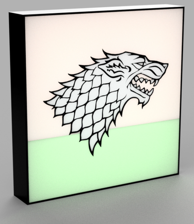 spiel of throne haus stark led lampe by beetee 3d kunst zeichen logos game thrones jon schnee jonsnow eddard arya hbo tv fernsehen buch bücher licht box leuchtkasten 3d print model - Mito3D