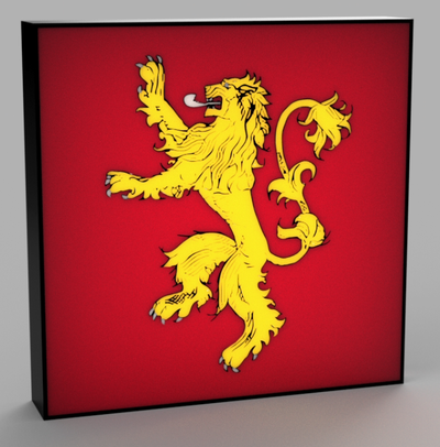 jeu of trônes maison lannister led lampe by beetee 3d art panneaux logos trône fer tyrion joffrey cersei tywin hbo tv télévision lumière boîte boite 3d print model - Mito3D