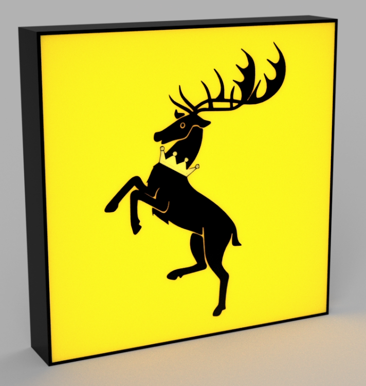 game of thrones house baratheon led lamp by beetee 3d art signs & logos gameofthrones tv television hbo ledlamp light box lightbox 3D print model - Mito3D