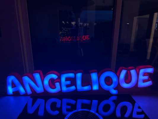 angélique led nom lampe by d3sign ménage décor cool led bande lumière conception accueil maison décoration xmax noël weihnachten nouveau née anniversaire mariage fête gastronomie enfant garçon fille jeu marque 3d print model - Mito3D