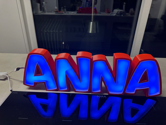 anna led- namenslampe lamp by t-d3sign household decor cool led strip light design newborn birthday xmas christmas party wedding gastronomy game tag kid child boy girl 3d print model - Mito3D