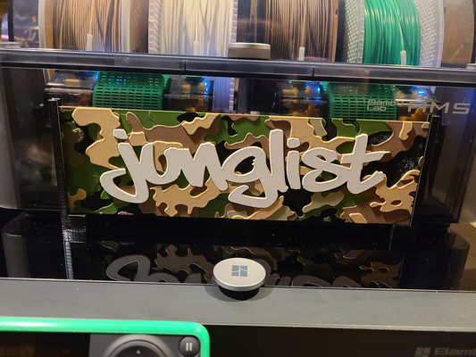 camo junglist - filament painting by bedlam threadz art 2d amsdeco dnbculture hueforge drumandbass 3d print model - Mito3D