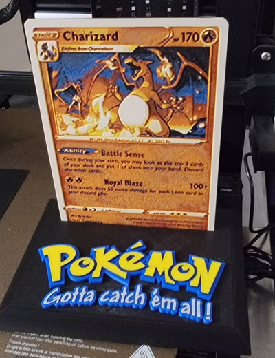 base card remixed by cruizincris2006 art 2d pokemon trading pocket monsters charizard stand 3d print model - Mito3D