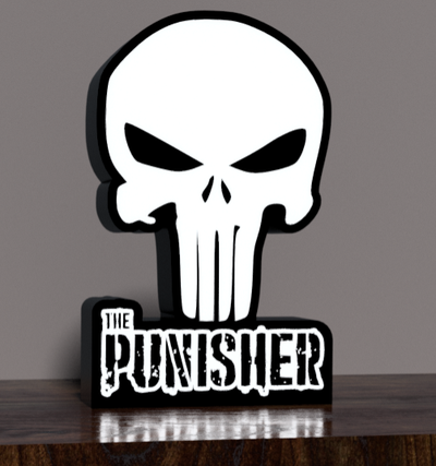 punisseur led boite lumière by mfdesigns3d art panneaux logos thepunisher 3d print model - Mito3D