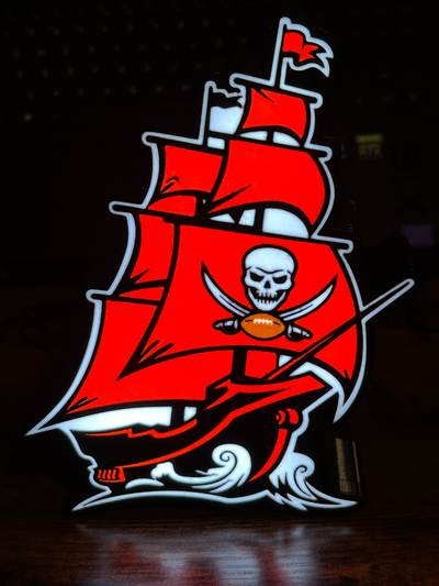 tampa bay buccaneers lightbox by geek genius collective art signs & logos light box pirate ship gift fun led skull football sports 3d print model - Mito3D