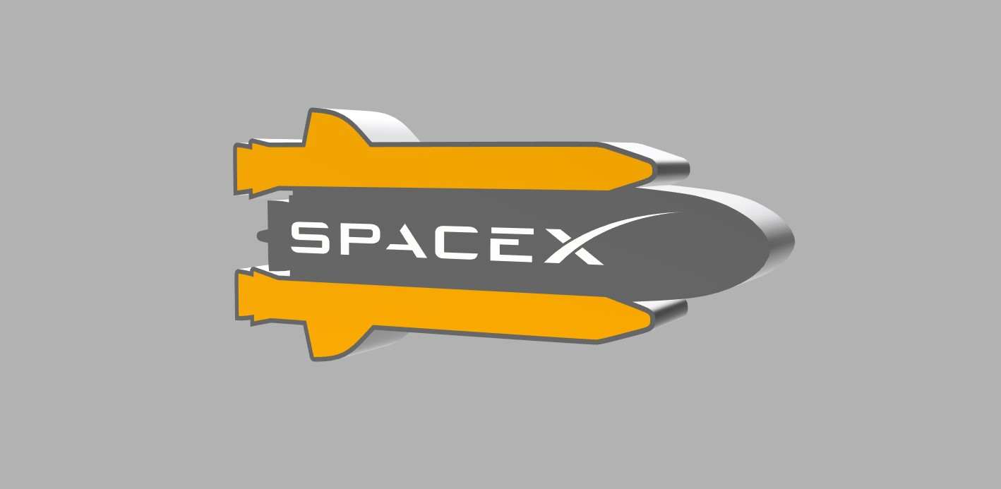 espacio x ligero caja led lámpara by surgir in 3d arte señales logos spacex ligera lámpara led cohete elon musk 3D print model - Mito3D