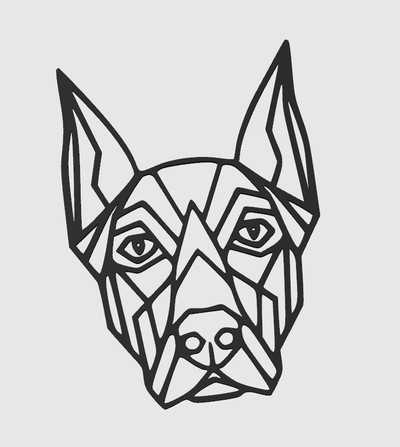 2d poly doberman by samactivité art pinscher dobrman lowpoly 3d print model - Mito3D