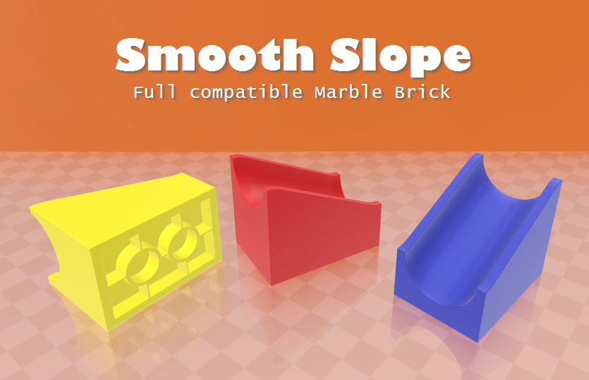 smooth slope - hubelino compatible remixed by bambam design toys & games marble duplo run brick legoduplo speed fasttrack 3D print model - Mito3D