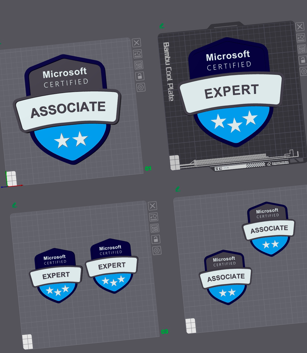 microsoft certificado escudos distintivos associado especialista sinais by pip3d arte moeda microsft exame placa certificação tecnologia distintivo exames 3D print model - Mito3D