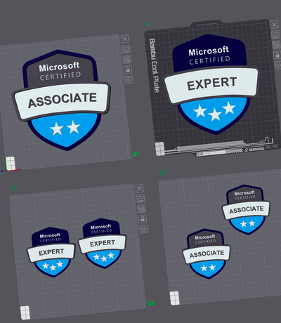 microsoft certificado escudos insignias asociar experto señales by pip3d arte moneda microsoft examen firmar certificación tecnología insignia exámenes 3d print model - Mito3D