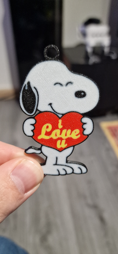 snoopy peanuts valentine's day keychain by nico91 art signs & logos valentine valentinesday valentinesdaygifts key accessory 3d print model - Mito3D