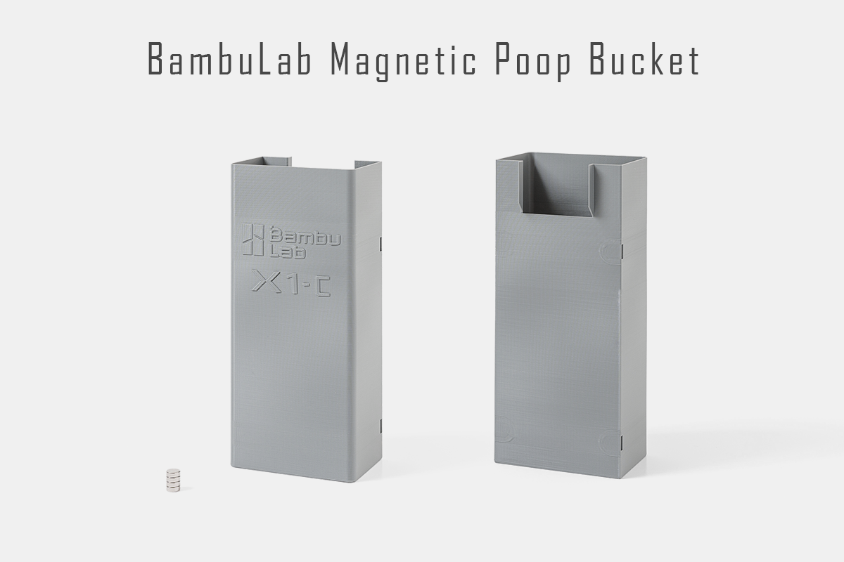 bambu laboratoire magnétique caca chute purge seau by 3dpf 3d imprimante accessoires bambulab boîte poubelle svelte 3D print model - Mito3D