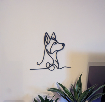 mur art chien silhouette by ducster 2d animal compagnie rapide vite 3d print model - Mito3D