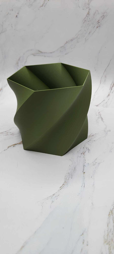 curvedhex vase by kenprint3d household decor flower pot planter 3d print model - Mito3D