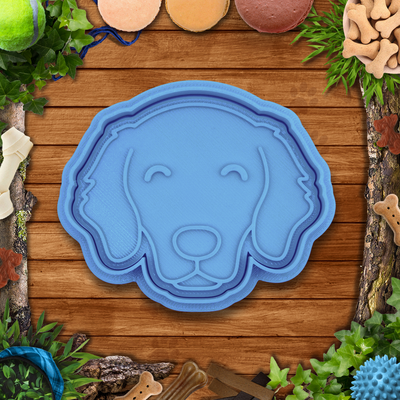 dog - golden retriever head cookie cutter stamp by indibles hobby & diy christmas cookies cutters clay mold play-doh dough baking kitchen 3d print model - Mito3D