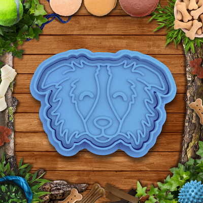 dog - border collie head cookie cutter stamp by indibles household decor christmas cookies cutters clay dough baking colie 3d print model - Mito3D