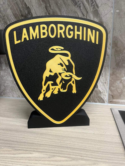 conduziu luz caixa lamborghini by vitorms arte sinais logotipos lampe placa logotipo 3d print model - Mito3D