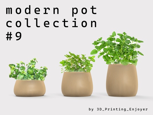 modern pot collection 9 by 3d printing enjoyer household house models vase decoration plant planter design interior home shape gardening plants creative interesting mint stylish basil oregano houseplant futustistic 3d print model - Mito3D