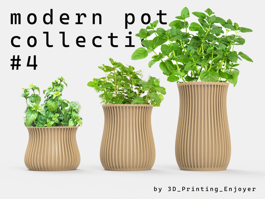 modern pot collection 4 by 3d printing enjoyer household garden vase plant planter design shape gardening plants creative interesting mint futuristic stylish basil oregano 3d print model - Mito3D