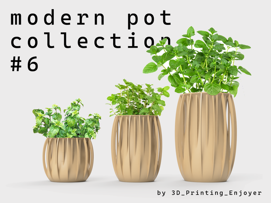 modern pot collection 6 by 3d printing enjoyer household garden kitchen plant flower planter shape kit set flowerpot plants interesting mint herbs basil oregano 3d print model - Mito3D