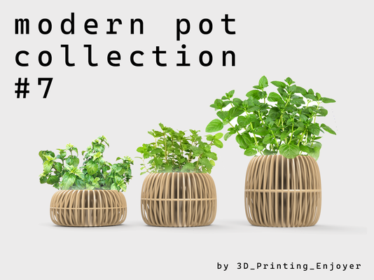 moderno maceta colección 7 by 3d impresión disfrutador casa modelos cocina hierba plantador diseño geometría jardín forma plantas único interesante menta futurista elegante hierbas albahaca orégano 3d print model - Mito3D