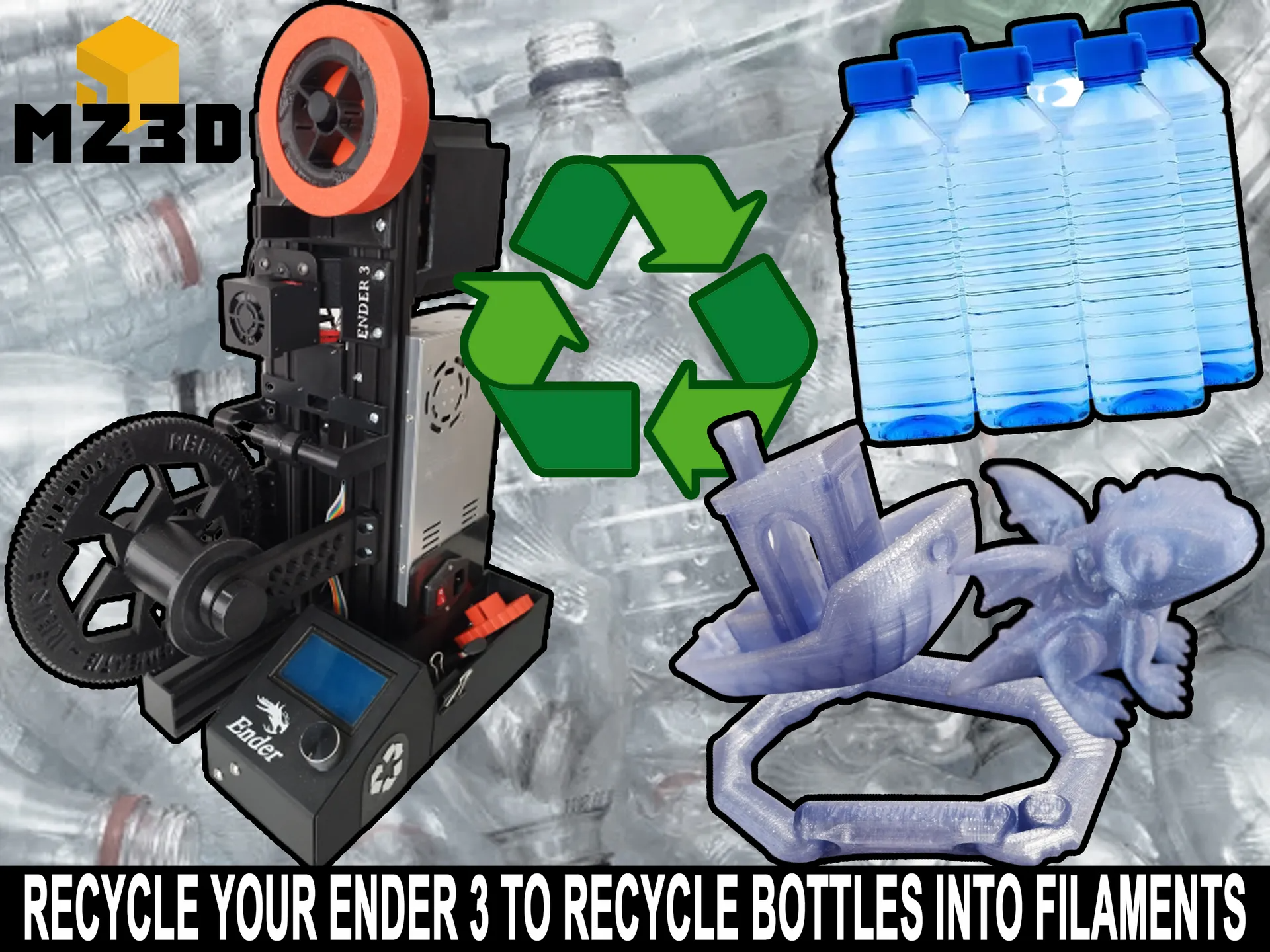 erholungssuchende 3d schwindel by mz3d it drucker filament plastik flaschen hobby diy elektronik flasche haustier pet1 recyceln ender 3 profi realität recreator3d petamentor haustierfilament mk5kit pulltruder pulltrusion ziehtrudieren ziehtrude 3D print model - Mito3D