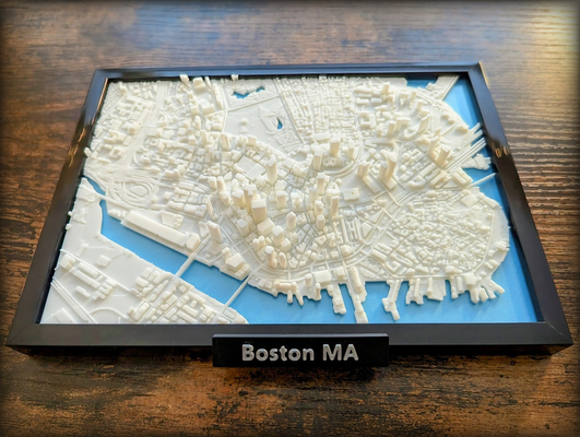 boston massachusetts 3d miniatur by jarvijar miniaturen ma stadt stadtbild geographie bildung terrain modell rahmen diy schreibtisch zubehörteil zubehör 3d print model - Mito3D