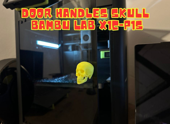 porta alças crânio bambu laboratório x1c p1s by ariox3d 3d impressora acessórios lidar x1 carbono puerta tirador bambulab bambup1s maçaneta 3d print model - Mito3D