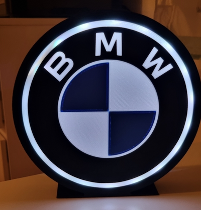 bmw lámpara by mis macarrones arte señales logos bambu ams p1p caja luz led led ligero multicolor logo 3d print model - Mito3D