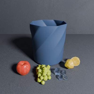 verdrehte glas by komme haushalt haus modelle kelch trinken tasse blau küche zubehör modern lebensmittel sicher wasser getränk büro pla petg persönlich original vase weihnachten 3d print model - Mito3D