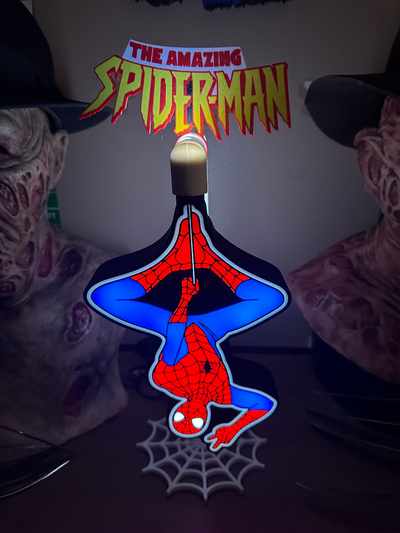 sorprendente spider man sospeso by a13thnightmare domestico arredamento incredibile uomo ragno ragno luce lightbox guidato multi colore ams bambu freddo 3d print model - Mito3D