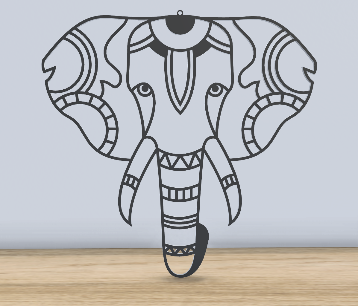 elephant - wall art mandala style by jf-699 2d elephants figure home decor silhouette silhouetteart animal accents 3D print model - Mito3D