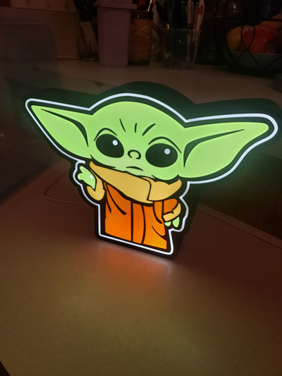 grougu led lightbox by hjtatum art signs & logos star wars mandalorian yoda 3d print model - Mito3D