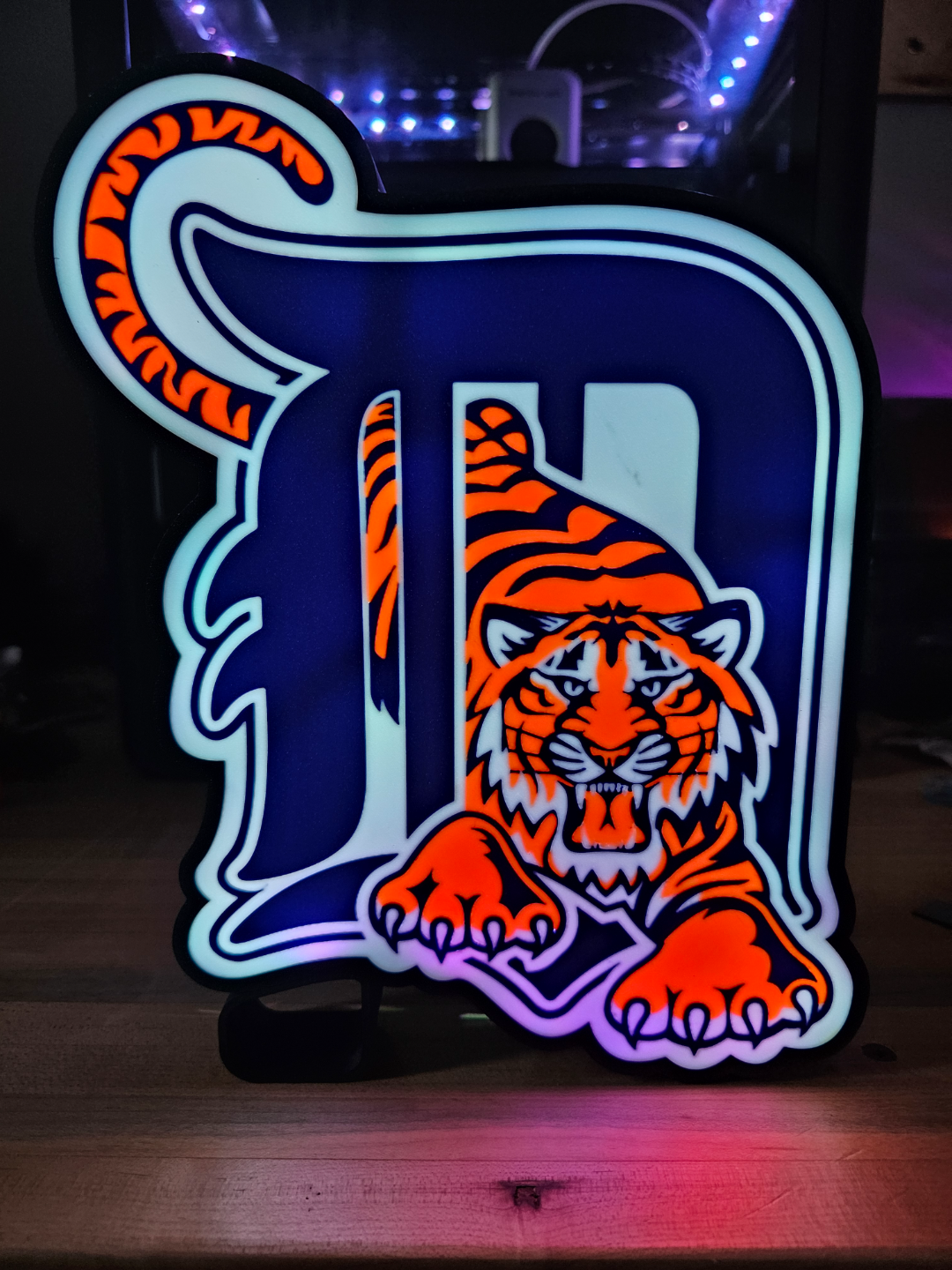 detroit tiger licht box by l3d kunst zeichen logos mlb baseball base ball led lampe almp leuchtkasten bar logo 3D print model - Mito3D