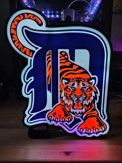 detroit tigres lumière boîte by l3d art panneaux logos tigre mlb base ball balle led ledbox lampe alpage boite bar signe logo 3d print model - Mito3D