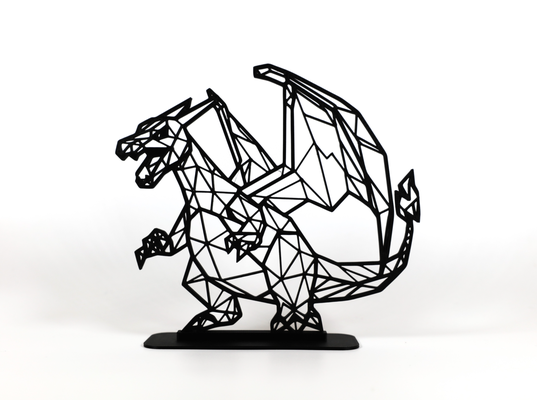 geometric poly charizard by phaseworksca art sculptures pokemon dragon geek anime nerd gift display decor decoration decorative video game nintento gameboy charmander pikachu 3d print model - Mito3D