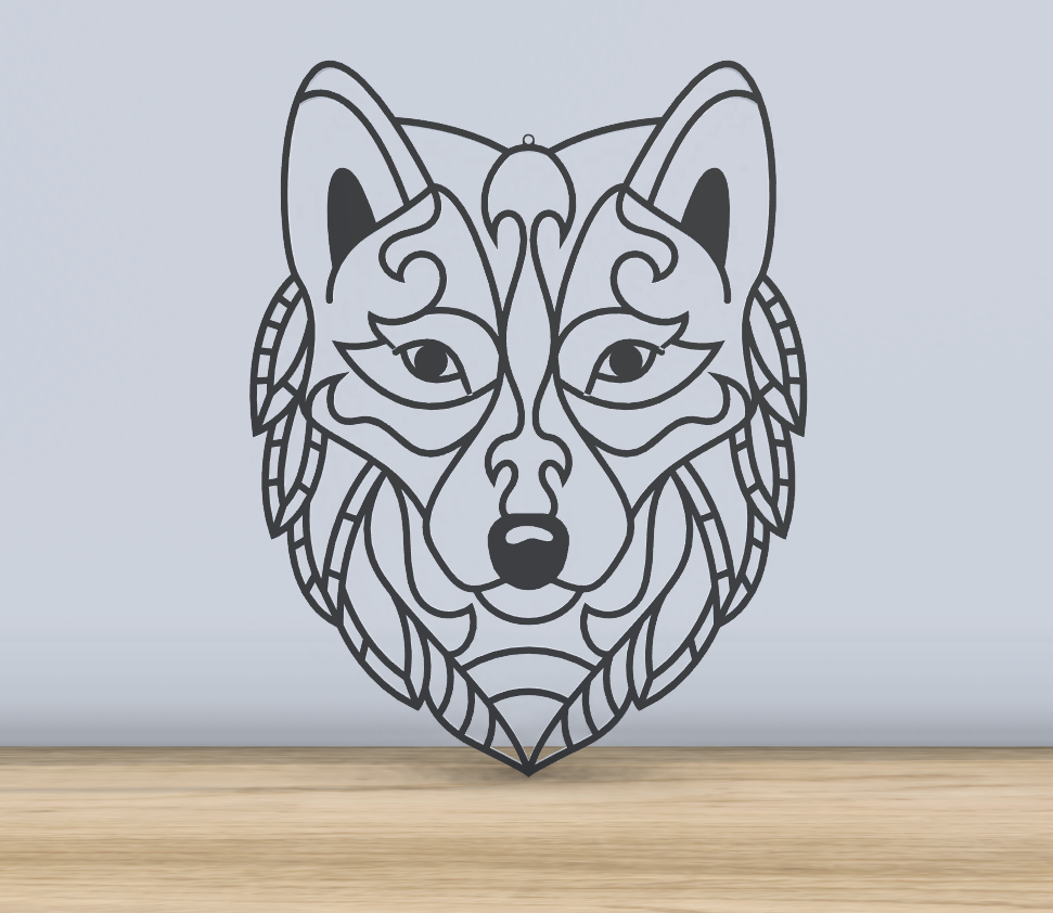 loup mur art mandala style by jf 699 2d silhouette silhouetteart animal accueil maison décor homeaccents 3D print model - Mito3D