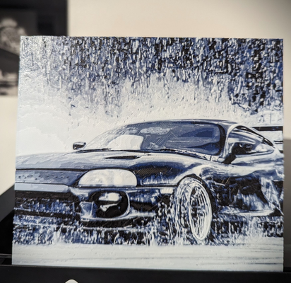 toyota supra in pluie forge chapeaux by papa émérite iv art 2d porte clés supravie or éclat noir teinte forger multi colo couleur impression 3d print model - Mito3D