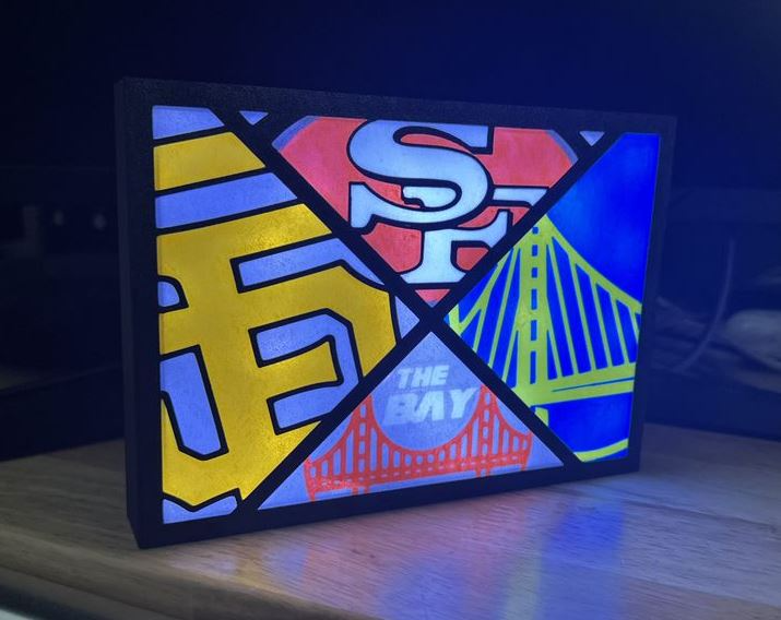 49ers guerrieri giganti san francisco lightbox by printsbyjar3d domestico casa modelli sf gli sport squadre guidato scatola ponte calcio pallacanestro baseball california baia zona 3D print model - Mito3D