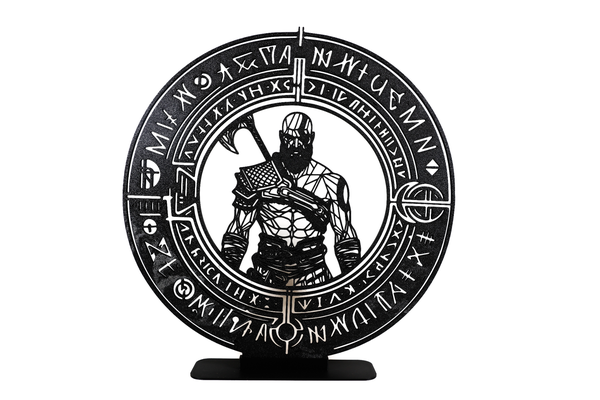 runique cercle géométrique kratos dieu of guerre by phaseworksca art sculptures fantaisie vidéo jeu playstation ragnarok grec dieux norrois décor runes décoratif cadeau joueur intello jeu an 3d print model - Mito3D