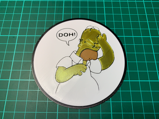 d'oh cold drinks coaster by wiseone household house models homer simpson 3d print model - Mito3D