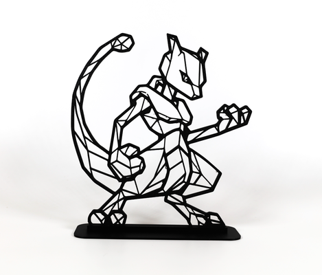 geometric poly mewtwo by phaseworksca art sculptures pokemon nostalgia movie mew gameboy nintendo video game nerd geek gift display decor decorative minimal wireframe 3d print model - Mito3D