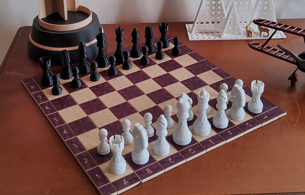 échecs ensemble by mimi accueil maison décoration jouets jeux planche cadeau père journée fête anniversaire pièces echecs papa 3d print model - Mito3D